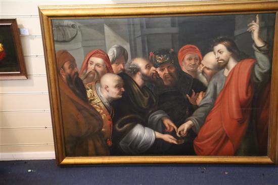 19th century Continental School Jesus in the temple 28.5 x 40.5in.